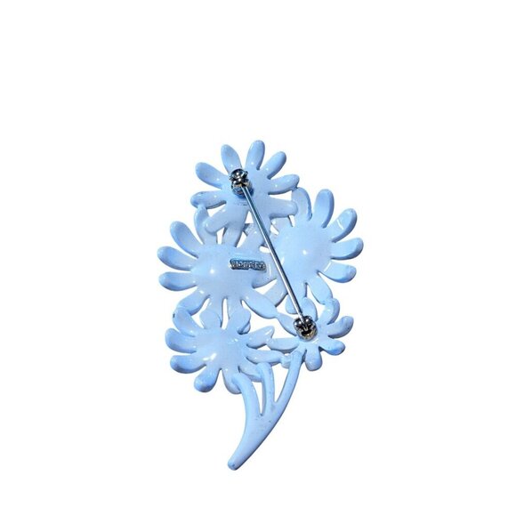 Vintage Monet White Enamel Gold Tone Daisy Flowers Bunch Pin Brooch - Picture 2 of 5